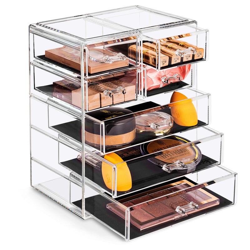 Sorbus Acrylic Makeup Organizer Set, 7-Drawer Vanity & Countertop Cosmetic Storage with Small & Wide Drawers, Clear Makeup Storage for Brushes, Lipsticks, Jewelry â€“ Holiday Gift for Women & Teens - Image 1
